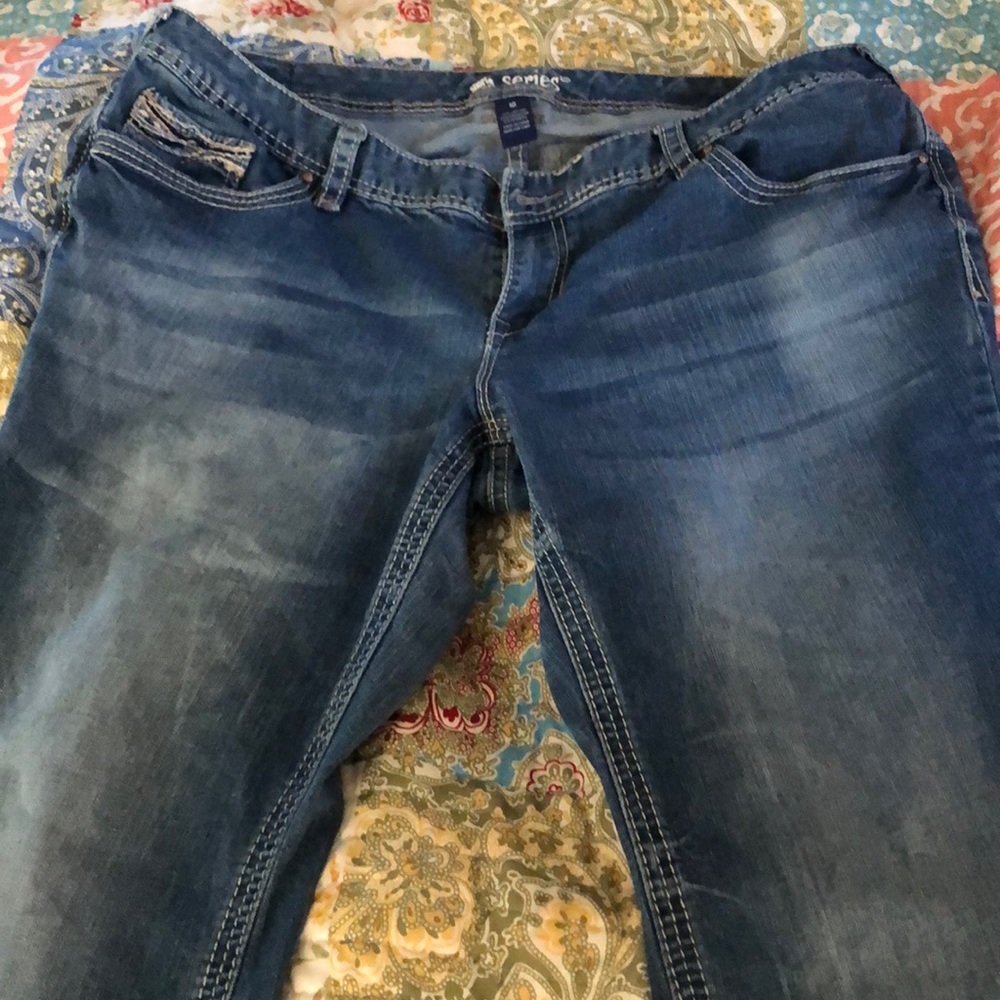 Womens 16, slightly flared jeans.